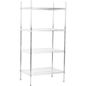Estante de 24 x 36 de Acero Inoxidable con Postes de 74 pg de 4 entrepanos