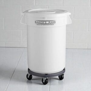 CONTENEDOR REDONDO ALMACENADOR DE GRANOS 32 GAL, BASE CON RUEDAS Y TAPA BAKERS MARK