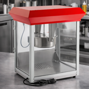 MAQUINA FABRICADORA DE PALOMITAS CARNAVAL KING PM850, CAP 8oz, marco de acero inox rojo brillante, electrica 850 W