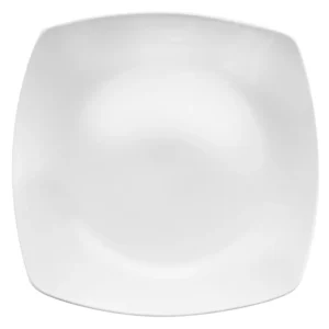 Plato Cuadrado de 30.5 cms Blanco Brillante 840-475S Marca World (12 PIEZAS POR CAJA)