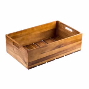 Caja de Servir y Exhibir Tercia de 2 1/2 Pg de Profundidad de Madera de Acacia Gastronorm CRATE13 Tablecraft