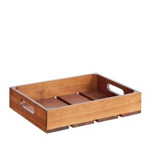 Caja de Servir y Exhibir Media de 2 1/2 Pg de Profundidad de Madera de Acacia Gastronorm CRATE12 Tablecraft