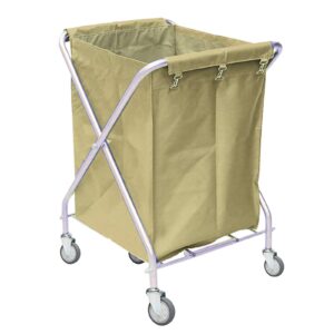 CARRO PARA LAVANDERIA 22 X 20 X 38 PULGADAS CAPACIDAD 63 KG ESTRUCTURA DE METAL Y TELA COLOR BEIGE MARCA LAVEX