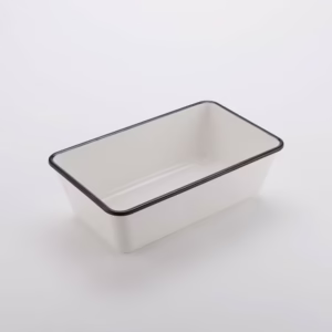 Tazon Rectangular para Ensaladas 82 oz (2.4 lts) de Melamina Blanca con Filo Negro Medida: 32 x 17.1 x 8.2 Cm Modelo MRCW13 Marca American Metalcraft (Precio por 6 piezas)