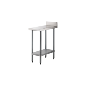 MESA DE TRABAJO 12PG x 30PG (38 X 76 CM) CON RESPALDO CUBIERTA DE ACERO INOXIDABLE 304 Y LAMINA GALVANIZADA REGENCY