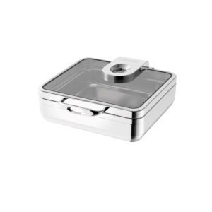 CHAFER DE INDUCCION 6 QT CUADRADO MEDIDA 2/3 MODELO MANCHESTER ACERO INOX CON TAPA DE VIDRIO ACOPA