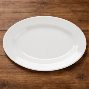 PLATO OVALADO DE 33 X 22.5 CMS MARCA ECOR COLOR HUESO (CAJA CON 12 PIEZAS)