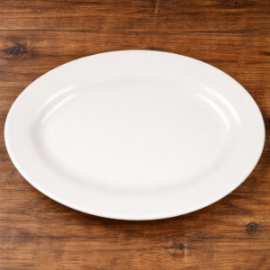 PLATO OVALADO DE 28.25 X 19.70 CMS MARCA ECOR COLOR HUESO (CAJA CON 12 PIEZAS)