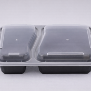 CHAROLA DE PLASTICO 2 COMPARTIMENTOS REUSABLE Y APTA PARA MICROONDAS (20 PIEZAS)