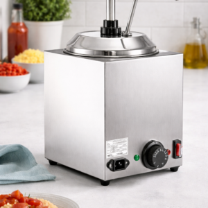 DISPENSADOR DE QUESO PARA NACHOS 2.6 QT ACERO INOX VEVOR MEDIDAS: 24.9 x 24.9 x 32.8 CM  , Temperatura: 30-110 (78-250 °F)