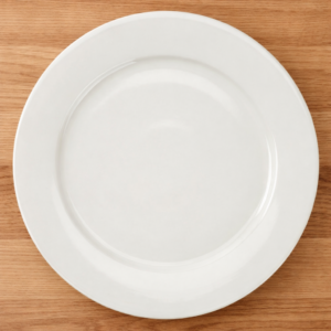 PLATO TRINCHE DE 22.9 CMS MARCA ECOR COLOR HUESO (CAJA CON 24 PIEZAS)