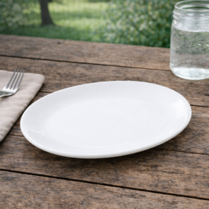 Plato Ovalado coupe de 24.8 x 19.1 cms cms Blanco Brillante Marca Ecor (24 PIEZAS POR CAJA)