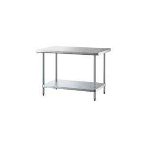 MESA DE TRABAJO 24 x 30 PG (60 X 76 CM) CUBIERTA DE ACERO INOXIDABLE 304 CAL 16 Y ENTREPANO DE ACERO INOXIDABLE 430 REGENCY CAP SUP 500 LBS / CAP INF 300 LBS