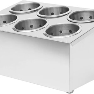 PORTA CUBIERTOS DE 6 COMPARTIMENTO CON CILINDROS EN ACERO INOXIDABLE