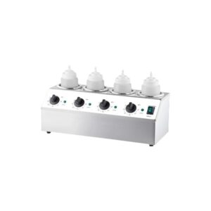 Calentador de mamilas Cuadruple con capacidad de hasta 32 oz para salsas y aderezos, incluye 6 de 32 oz, 800 W 120 V Carnival King