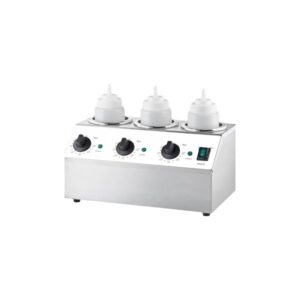 Calentador de mamilas Triple con capacidad de hasta 32 oz para salsas y aderezos, incluye 6 de 32 oz, 600 W 120 V Carnival King