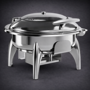 CHAFER REDONDO DE INDUCCION 6 QT (5.67 LTS) ACERO INOXIDABLE CON TAPA DE ACERO Y CRISTAL CON BASE VOYAGE ACOPA