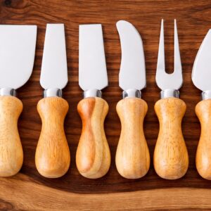 SET DE CUCHILLOS PARA QUESO MANGO DE MADERA (SOBRE PEDIDO)