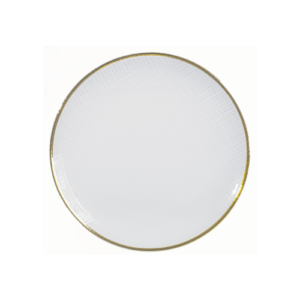 Plato base de cristal de 32 cm, transparente, texturizado con filo dorado LINES