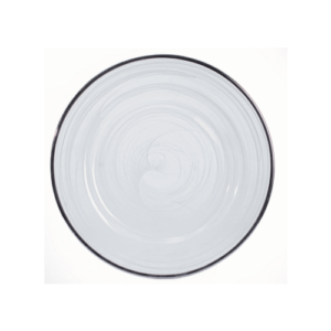 Plato base de cristal de 32 cm, transparente/blanco texturizado con filo plata CLOUD