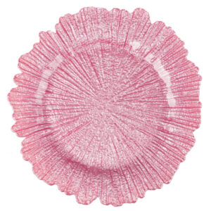 Plato Base Color Rosa de 33cms Modelo 1470110PK MATERIAL VIDRIO (VENTA EN MULTIPLOS DE 24 PIEZAS)