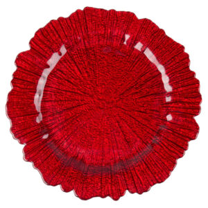 Plato Base Color Rojo de 33cms Modelo 1470110RD MATERIAL VIDRIO (VENTA EN MULTIPLOS DE 24 PIEZAS)