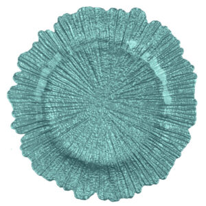 Plato Base Color Turquesa de 33cms Modelo 1470110TQ MATERIAL VIDRIO (VENTA EN MULTIPLOS DE 24 PIEZAS)