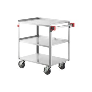 CARRO DE SERVICIO 3 REPISAS USO RUDO ACERO INOX T.430 CAL. 18 CAPACIDAD DE CARGA 136 KG, MEDIDAS: 48 X 76 X 78 CMS REGENCY