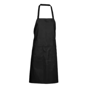 Delantal con pechera estandar de poliester negro con dos bolsillos 86 x 76 cm Choice (Precio por 12 piezas)