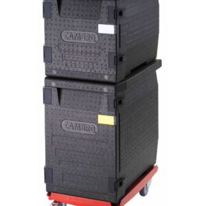 CAJA TERMICA DOBLE PARA 5 INSERTOS ENTERO DE 6 CM CADA UNO BASE RECTANGULAR CON RUEDAS Y CINTA DE SUJECION POLIPROPILENO EXPANDIDO CAMBRO