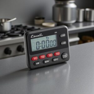 TEMPORIZADOR DE COCINA DIGITAL TMDGTE DE 4 CANALES Y 100 HORAS CON RELOJ ESCALI SAN JAMAR