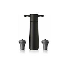 BOMBA DE VACIO PARA VINOS COLOR NEGRO CON 2 TAPONES