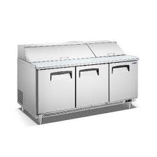 MESA DE TRABAJO REFRIGERADA PARA PREPARACION DE ENSALADAS 3 PUERTAS ACERO INOX 70 3/8 X 35 1/2 X 55 7/8 PG AVANTCO