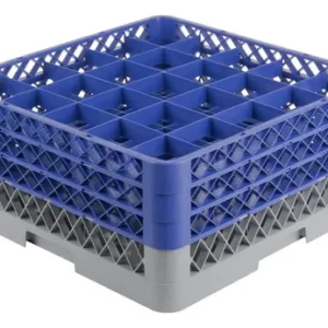Rack de 25-Compartimentos con 3 Extensiones Azules  (Medida del Compartimento: DIAMETRO MAXIMO 3 3/8 PG  ALTURA MAXIMA 7 5/8 PG)