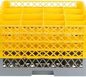 Rack de 16-Compartimentos con 4 Extensiones Amarillas  (Medida del Compartimento: DIAMETRO MAXIMO 4 5/16 PG  ALTURA MAXIMA 9 1/4 PG)