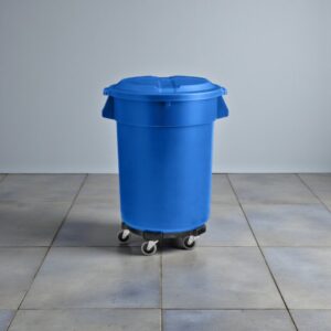 CONTENEDOR DE 32 GAL (121 LTS) INCLUYE BASE CON RUEDAS Y TAPA PLANA COLOR AZUL MARCA LAVEX