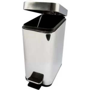 CONTENEDOR DE BASURA CON PEDAL ACERO INOX TAPA DE PLASTICO 10 LITROS DE 6.8 X 15.4 X 13.9 PG 6 5/8