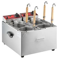 COCEDOR PARA PASTA ELECTRICO DE 2 GALONES / 8 LITROS DE DOBLE TANQUE, 4 CANASTILLAS CON MANGO, 120V, 3000 W USO COMERCIAL