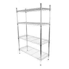 Estante de 18 x 48 de Acero inoxidable con Postes de 74 pg de 4 entrepanos