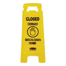 LETRERO CAMINO CERRADO PRECAUCION AMARILLO PLASTICO RUBBERMAID
