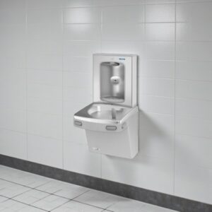 Fuente de agua Oasis 507026 PG8EBF SSA Versacooler II 8 GPH Greystone con llenador de botellas sin contacto - 115 V - Refrigerada