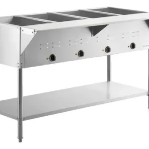MESA CALIENTE ELECTRICA BANO MARIA CON ENTREPANO EN ACERO INOXIDABLE PARA 4 INSERTOS 208/240V, 3000W MEDIDAS: 57 X 30 X 34 PG CON TABLA DE CORTE MEDIDAS: 57 X 8 PG 177STE4SA