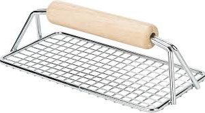PRENSA PARA TOCINO DE REJILLA CUADRICULADA RECTANGULAR CON MANGO DE MADERA 8 X 4 PG