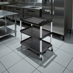 CARRO DE SERVICIO DE PLASTICO 3 REPISAS 33 x 18 X 37 PG NEGRO FG342488BLA RUBBERMAID