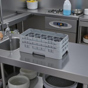 MEDIA CANASTILLA 17 COMPARTIMENTOS CON 2 EXTENSIONES COLOR GRIS CLARO 17HS434151 CAMBRO (PRECIO POR 4 PIEZAS)