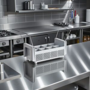 MEDIA CANASTILLA PARA CUBIERTOS PLASTICO 8 DIV. CON AGARRADERAS GRIS 8FB434151 CAMBRO