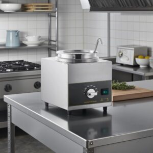 CALENTADOR DE QUESO Y CONDIMENTOS 3.5 QT CON INSERTO REDONDO, TAPA Y CUCHARON RWLL35 CARNIVAL KING