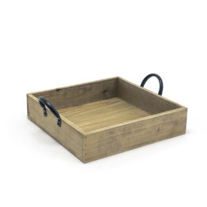 CAJA CUADRADA DE MADERA RUSTICA CON AGARRADERAS 9 3/4 x 2 1/4 PG FRONT OF THE HOUSE (PRECIO POR 4 PIEZAS)