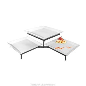 Exhibidor de alambre metalico de dos niveles SR1600-13, color negro, con platos cuadrados de melamina - 40,6 x 78,7 x 23,9 cm Cal-Mil