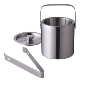 Hielera de acero inoxidable cepillado de doble pared de 2 cuartos (1.89 lts) con tapa y pinza Franmara 9283 Jamboree